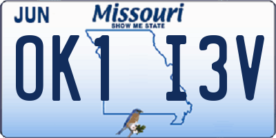 MO license plate OK1I3V