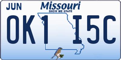 MO license plate OK1I5C