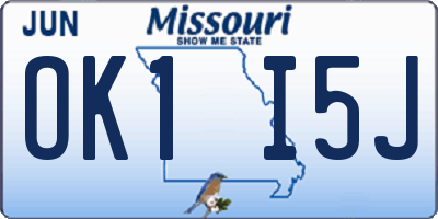 MO license plate OK1I5J