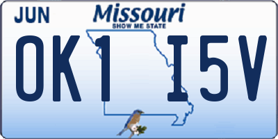 MO license plate OK1I5V