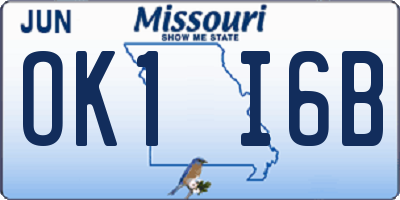 MO license plate OK1I6B