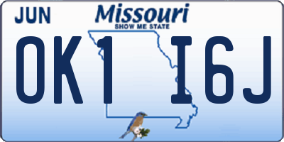 MO license plate OK1I6J