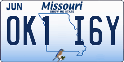 MO license plate OK1I6Y