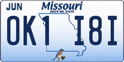 MO license plate OK1I8I
