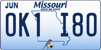 MO license plate OK1I8O