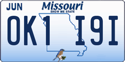 MO license plate OK1I9I