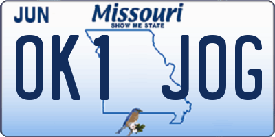 MO license plate OK1J0G