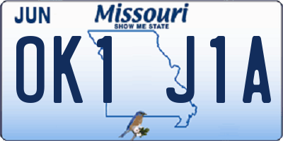 MO license plate OK1J1A