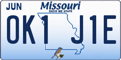 MO license plate OK1J1E