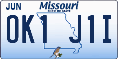 MO license plate OK1J1I