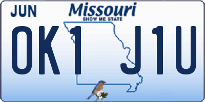 MO license plate OK1J1U
