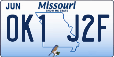 MO license plate OK1J2F