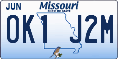 MO license plate OK1J2M