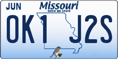 MO license plate OK1J2S