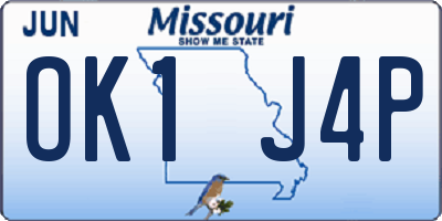 MO license plate OK1J4P