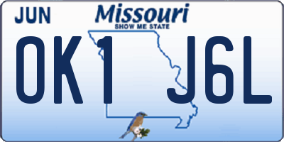 MO license plate OK1J6L