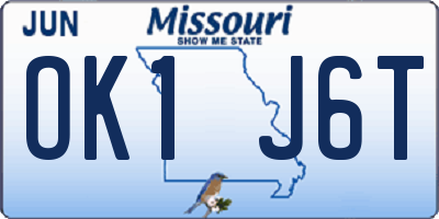 MO license plate OK1J6T
