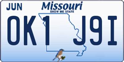 MO license plate OK1J9I