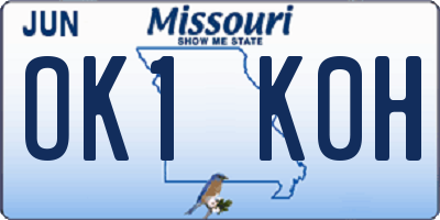 MO license plate OK1K0H