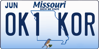 MO license plate OK1K0R