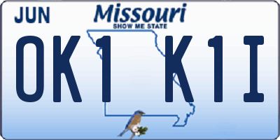 MO license plate OK1K1I