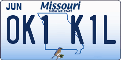 MO license plate OK1K1L