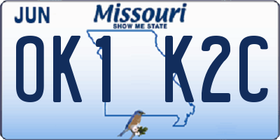 MO license plate OK1K2C
