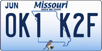 MO license plate OK1K2F