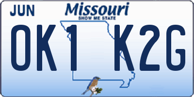 MO license plate OK1K2G
