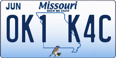 MO license plate OK1K4C