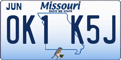 MO license plate OK1K5J