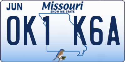 MO license plate OK1K6A