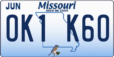 MO license plate OK1K6O