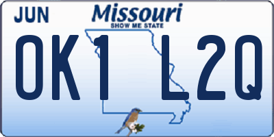 MO license plate OK1L2Q