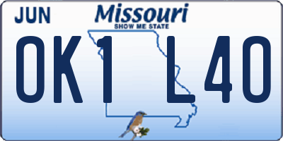 MO license plate OK1L4O