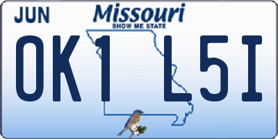 MO license plate OK1L5I