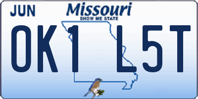 MO license plate OK1L5T