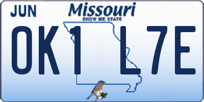 MO license plate OK1L7E