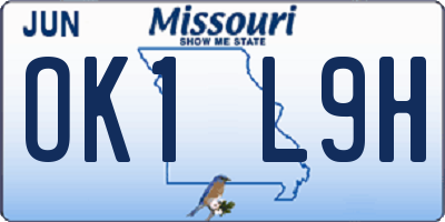 MO license plate OK1L9H