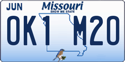 MO license plate OK1M2O