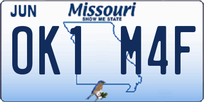 MO license plate OK1M4F
