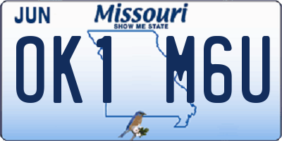 MO license plate OK1M6U