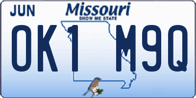 MO license plate OK1M9Q