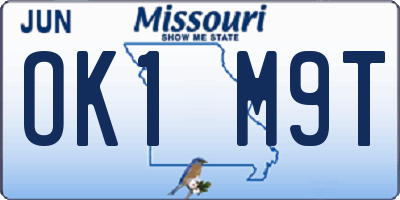 MO license plate OK1M9T