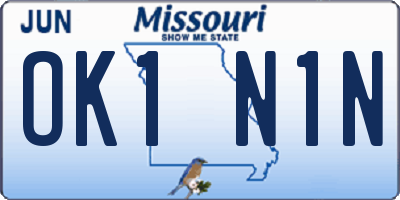 MO license plate OK1N1N