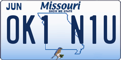 MO license plate OK1N1U