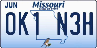 MO license plate OK1N3H