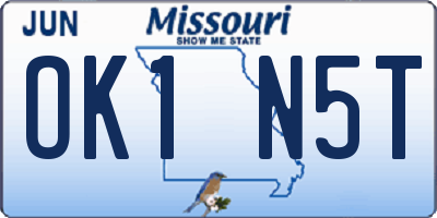 MO license plate OK1N5T
