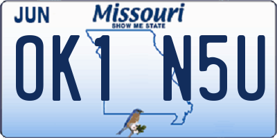 MO license plate OK1N5U