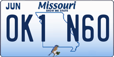 MO license plate OK1N6O